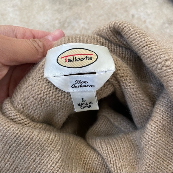 Talbots Beige Turtleneck Pure Cashmere Sweater Women's Size Large - Picture 4 of 6